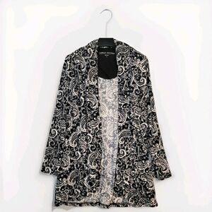 Midnight by Carole Hochman Elegant Black and White Paisley Cardigan